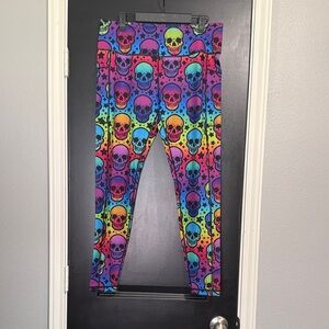 Neon Rainbow Skull Leggings